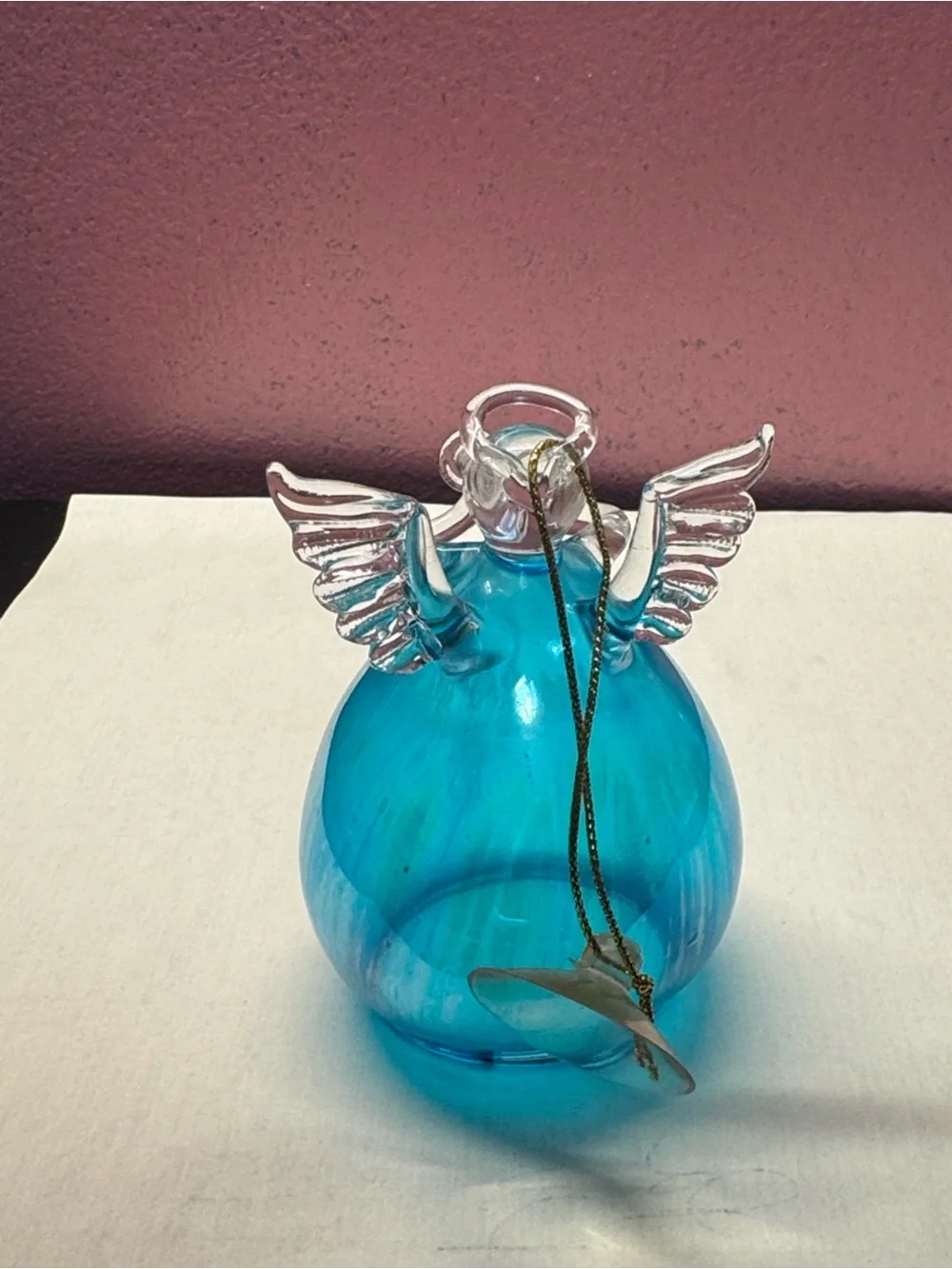 Vintage Blue Glass Angel Vase Ornament - Decorative Home Accent